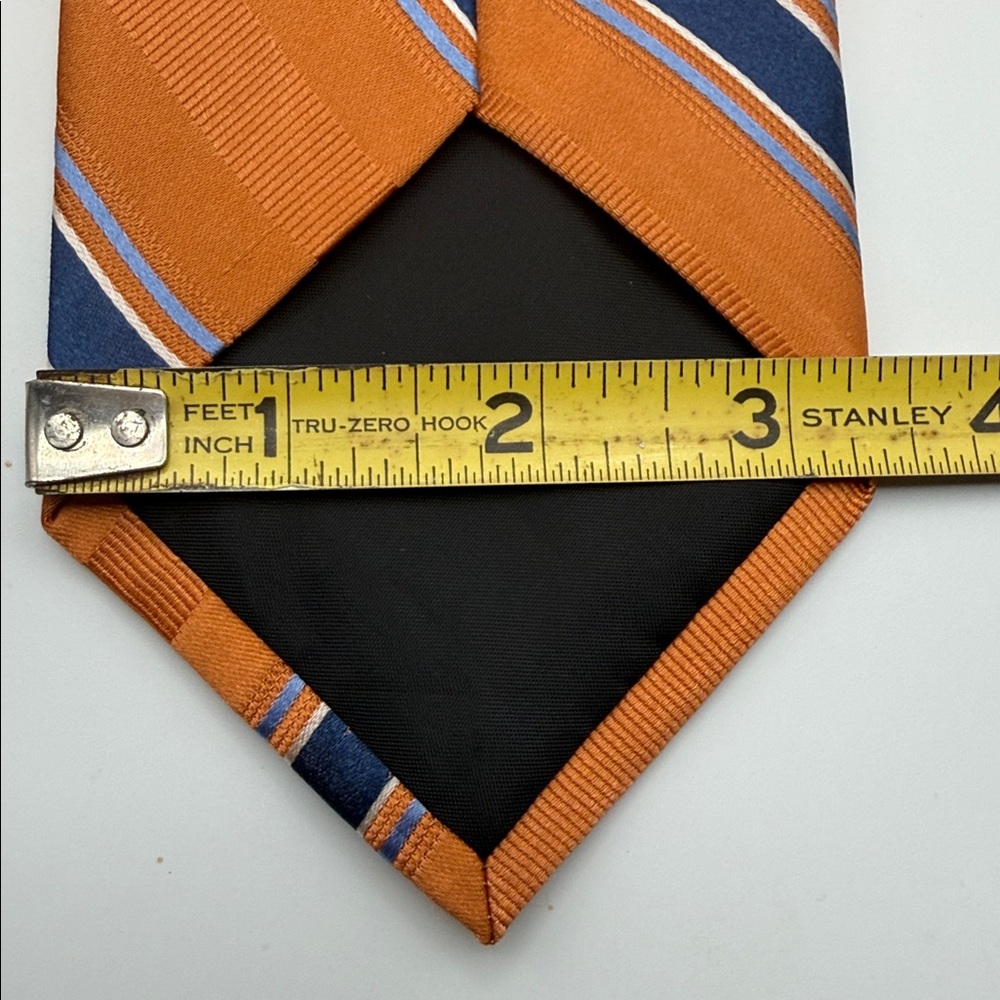 Michael Kors Men's Orange & Blue Striped Tie 100% silk - Picture 3 of 4